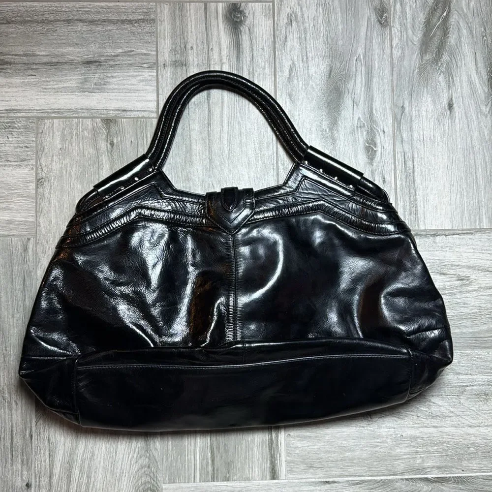 Botkier Ladies Black Double Handle Glossy Hobo Handbag